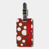 Persoonlijke naam rode golfballen t-shirt bagagelabel (Voorkant verticaal)