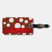 Persoonlijke naam rode golfballen t-shirt bagagelabel (Achterkant horizontaal)