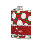 Persoonlijke naam rode golfballen t - shirts harte heupfles (Links)