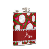 Persoonlijke naam rode golfballen t - shirts harte heupfles (Rechts)