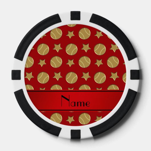 Persoonlijke naam rode goudbollen sterren poker chips (Voorkant)