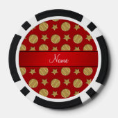 Persoonlijke naam rode goudbollen sterren poker chips (Achterkant)