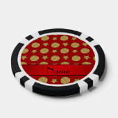 Persoonlijke naam rode goudbollen sterren poker chips (Enkel)