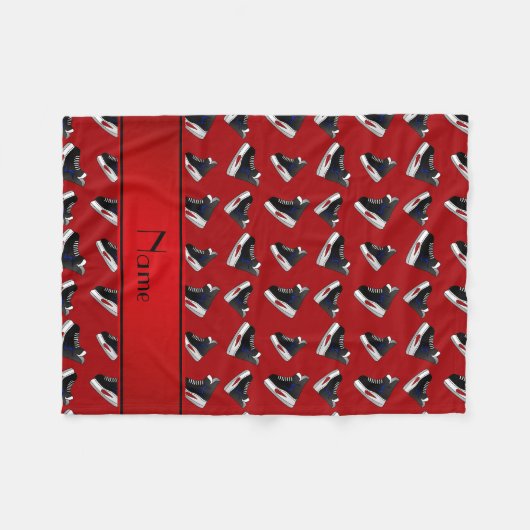 Persoonlijke naam rode hockeyschaatsen fleece deken (Voorkant (Horizontaal))