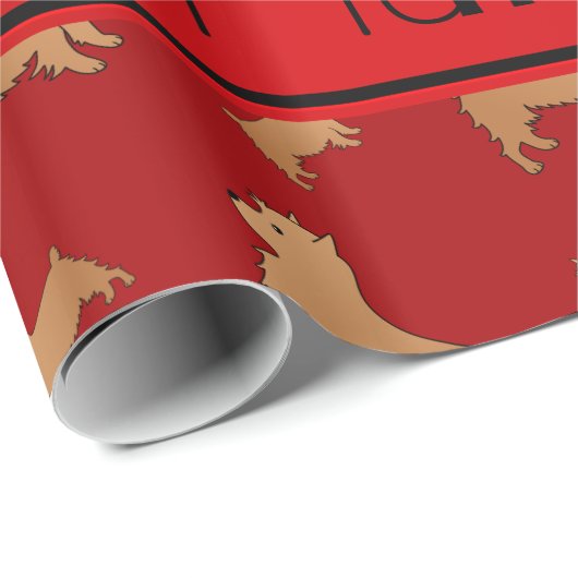 Persoonlijke naam rode honden Norwich Terrier Cadeaupapier (Rol Hoek)