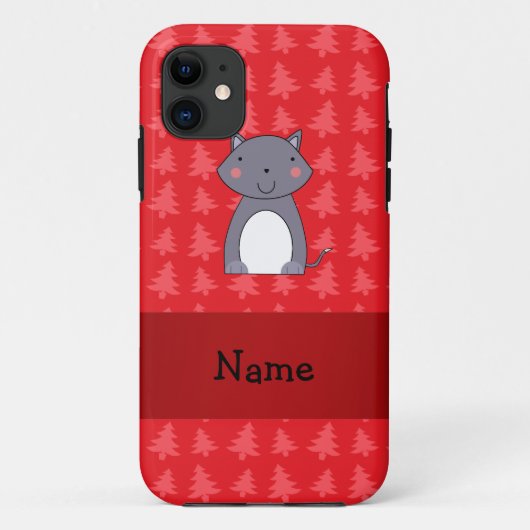 Persoonlijke naam rode kerstbomen met wolf Case-Mate iPhone case (Achterkant)