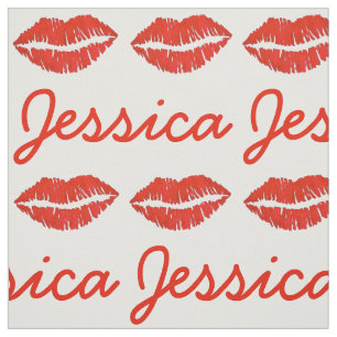 Persoonlijke naam Rode lips lipstick Kiss Print Stof