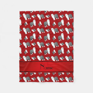 Persoonlijke naam rode oude Engelse Sheepdog honde Fleece Deken