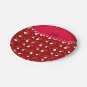 Persoonlijke naam rode paddenstoelen papieren bordje (Gekanteld)