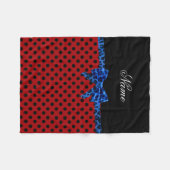 Persoonlijke naam rode polka stipt blauwe leoparbo fleece deken (Voorkant (Horizontaal))