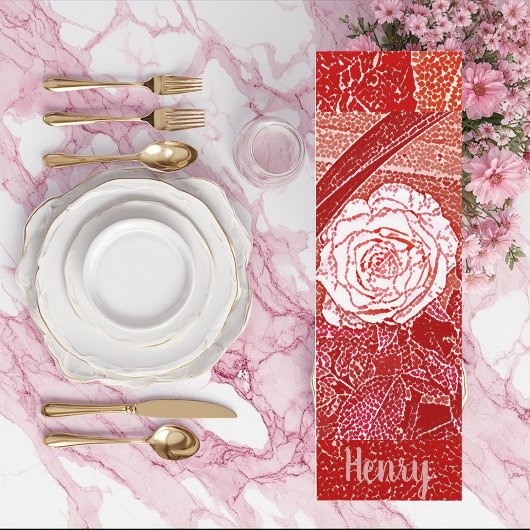 Persoonlijke naam Rode Rose Floral Waterverf Art Yogamat