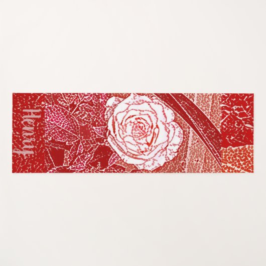Persoonlijke naam Rode Rose Floral Waterverf Art Yogamat (Voorkant (horizontaal))