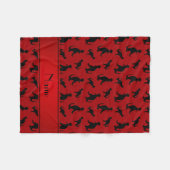 Persoonlijke naam rode trex dinosaurussen fleece deken (Voorkant (Horizontaal))