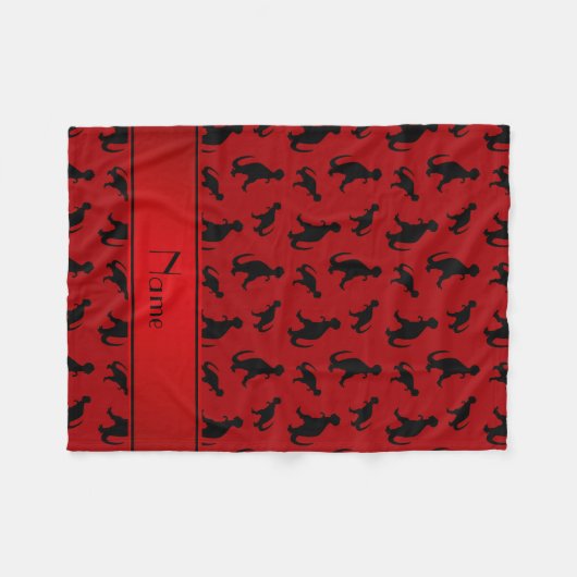 Persoonlijke naam rode trex dinosaurussen fleece deken (Voorkant (Horizontaal))