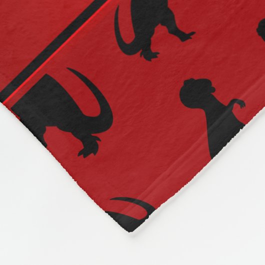 Persoonlijke naam rode trex dinosaurussen fleece deken (Hoek)