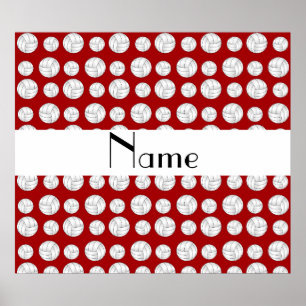 Persoonlijke naam rode volleybalballen poster