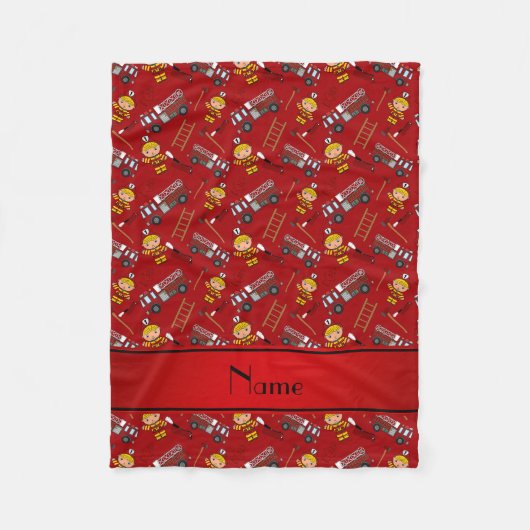 Persoonlijke naam rode vrachtwagens ladders fleece deken (Voorkant)