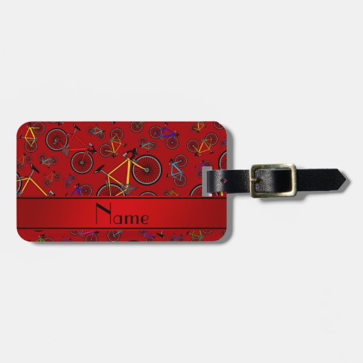 Persoonlijke naam rode wegfietsen bagagelabel (Voorkant horizontaal)