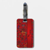 Persoonlijke naam rode wegfietsen bagagelabel (Achterkant verticaal)