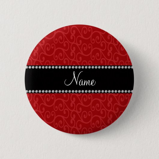 Persoonlijke naam rode zirlen ronde button 5,7 cm (Voorkant)