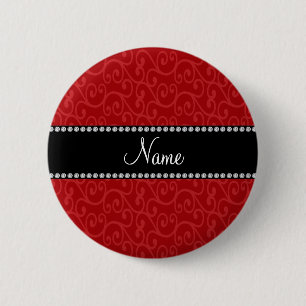 Persoonlijke naam rode zirlen ronde button 5,7 cm