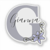 Persoonlijke naam Romantische lelie bloem Sticker (Voorkant)