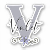 Persoonlijke Naam Romantische Lelie Bloem Sticker (Voorkant)
