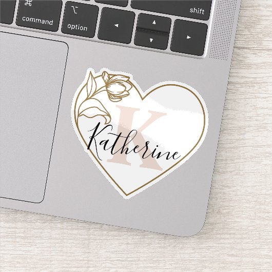 Persoonlijke naam Romantische Tulp Hart Sticker (Detail)