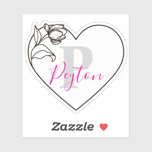 Persoonlijke naam Romantische Tulp Hart Sticker (Vel)