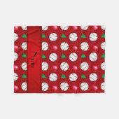 Persoonlijke naam rood honkbalverjaardagspatroon fleece deken (Voorkant (Horizontaal))