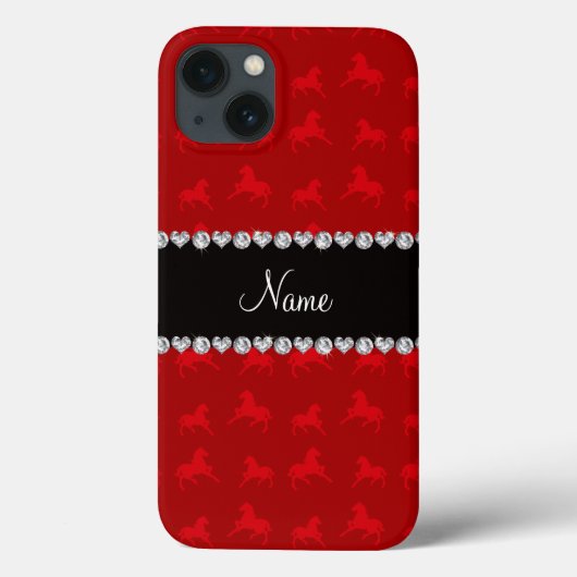 Persoonlijke naam rood paard patroon Case-Mate iPhone case (Achterkant)