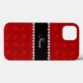 Persoonlijke naam rood paard patroon Case-Mate iPhone case (Achterkant (horizontaal))