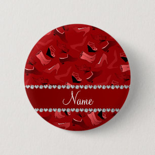 Persoonlijke naam rooddamesschoenen ronde button 5,7 cm
