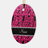 Persoonlijke naam roos roze glitter zanger keramisch ornament (Links)