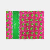 Persoonlijke naam roos roze glitterkikkers fleece deken (Voorkant (Horizontaal))