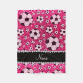 Persoonlijke naam roos roze glittervoetbal fleece deken (Voorkant)