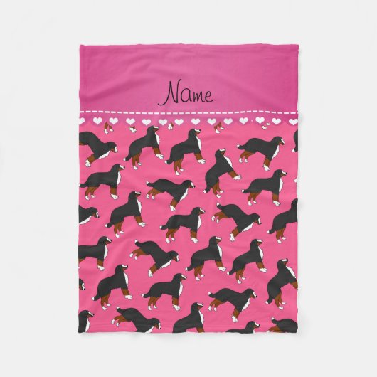 Persoonlijke naam roze Bernese Mountain-honden Fleece Deken (Voorkant)