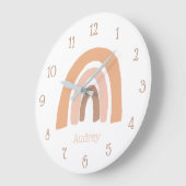 Persoonlijke naam Roze Boho Rainbow Grote Klok (Hoek)