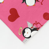Persoonlijke naam roze cupid pinguins rood harten fleece deken (Hoek)