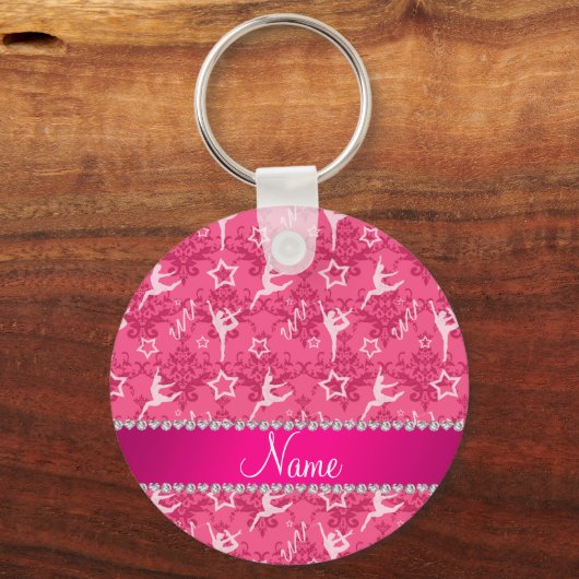 Persoonlijke naam roze demask gymnastiek sleutelhanger (Voorkant)