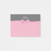 Persoonlijke naam roze diamanten roze boog post-it® notes (Voorkant)