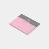 Persoonlijke naam roze diamanten roze boog post-it® notes (Schuin)