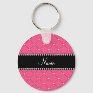 Persoonlijke naam Roze diamanten Sleutelhanger