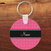 Persoonlijke naam Roze diamanten Sleutelhanger (Voorkant)