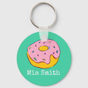 Persoonlijke naam roze donut schattig sleutelhanger
