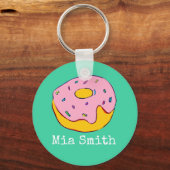Persoonlijke naam roze donut schattig sleutelhanger (Voorkant)