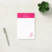 Persoonlijke naam Roze Elegant Monogram Gelinieerd Post-it® Notes (Kantoor)