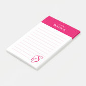 Persoonlijke naam Roze Elegant Monogram Gelinieerd Post-it® Notes (Schuin)