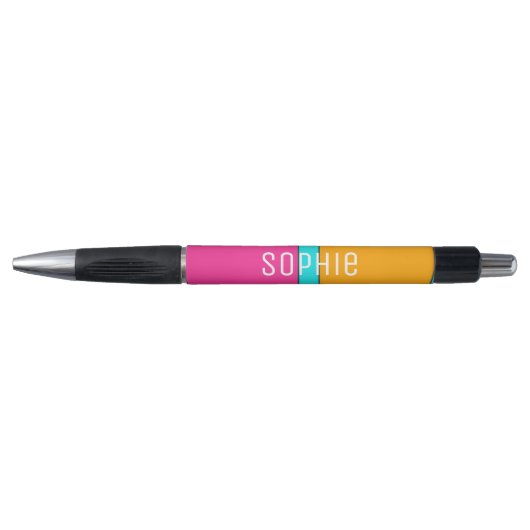 Persoonlijke naam roze en oranje pop pen (Voorkant)