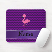 Persoonlijke naam roze flamingo paarse chevrons muismat (Met muis)